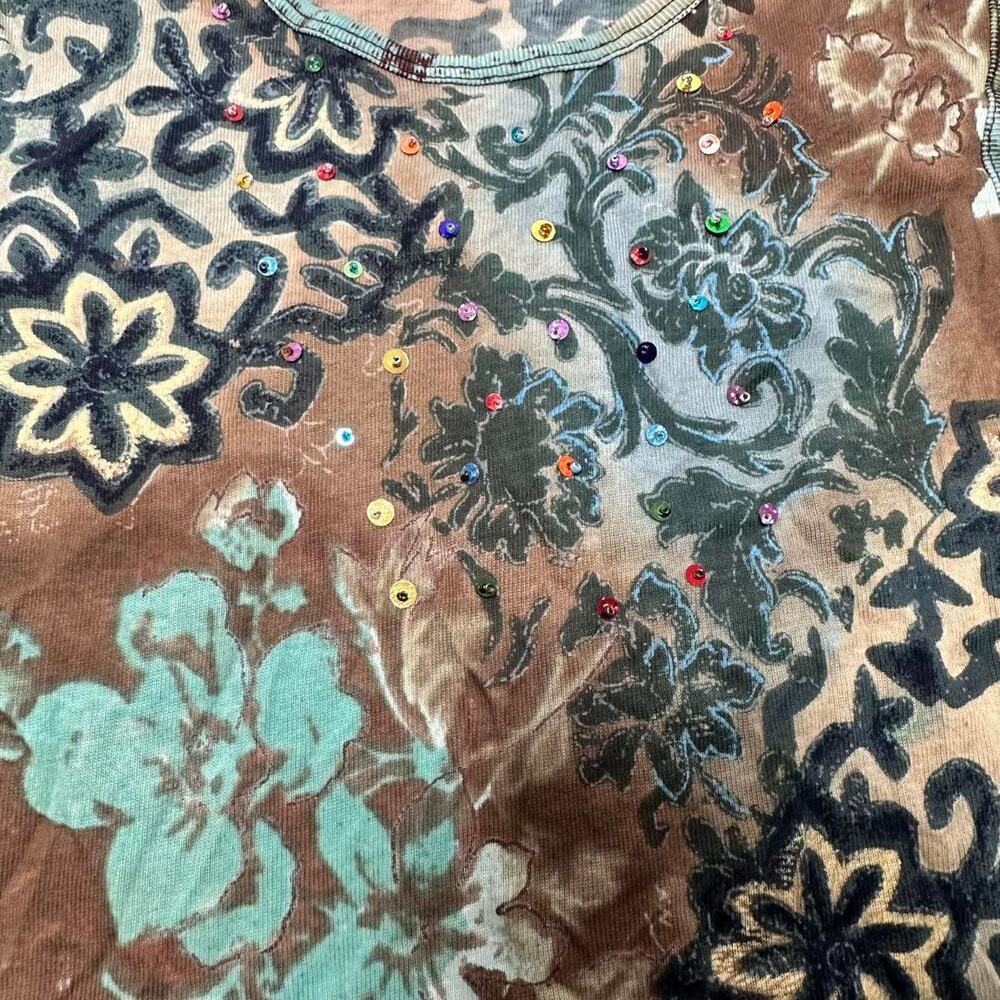Jason Maxwell 100% Cotton Floral Vintage Sequin Tank Great Quality - Picture 4 of 5